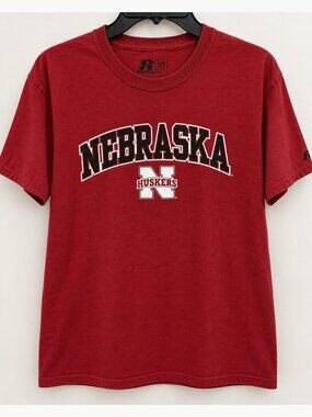 ❤️🏈 Russell Athletic Nebraska Huskers Red Graphic T-Shirt Size Large